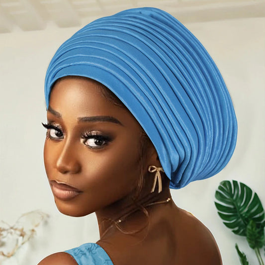 New African Auto Gele Headties Muslim Turban Hijab for Women Pleated Bonnet Indian Cap Nigeria Head Wrap Hat Wedding Geles Scarf