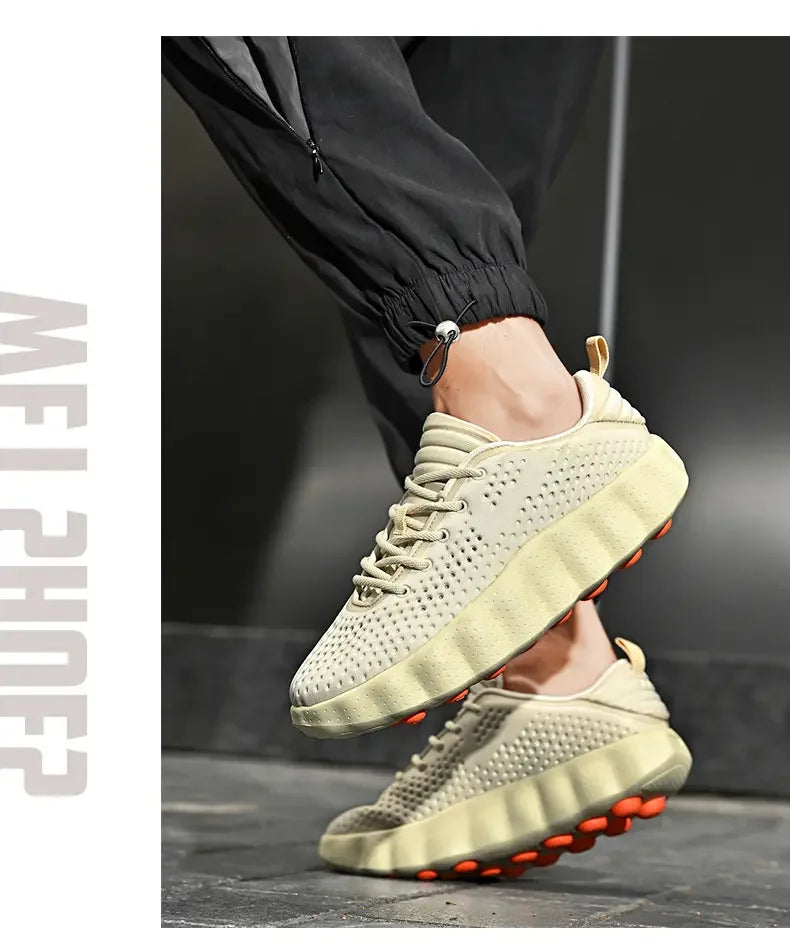 2026 Men's summer lightweight sports shoes, fashionable solid color versatile casual lace up  men's shoes