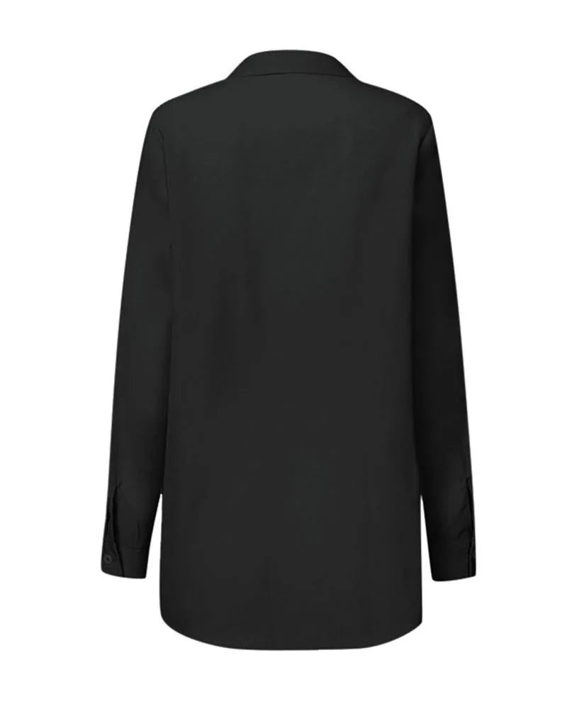 Slim Button White Shirt Women Fashion Tops Office Lady Shirt Loose Long Sleeve Blouse Female Ruched Lace Up Solid Blouse 18659