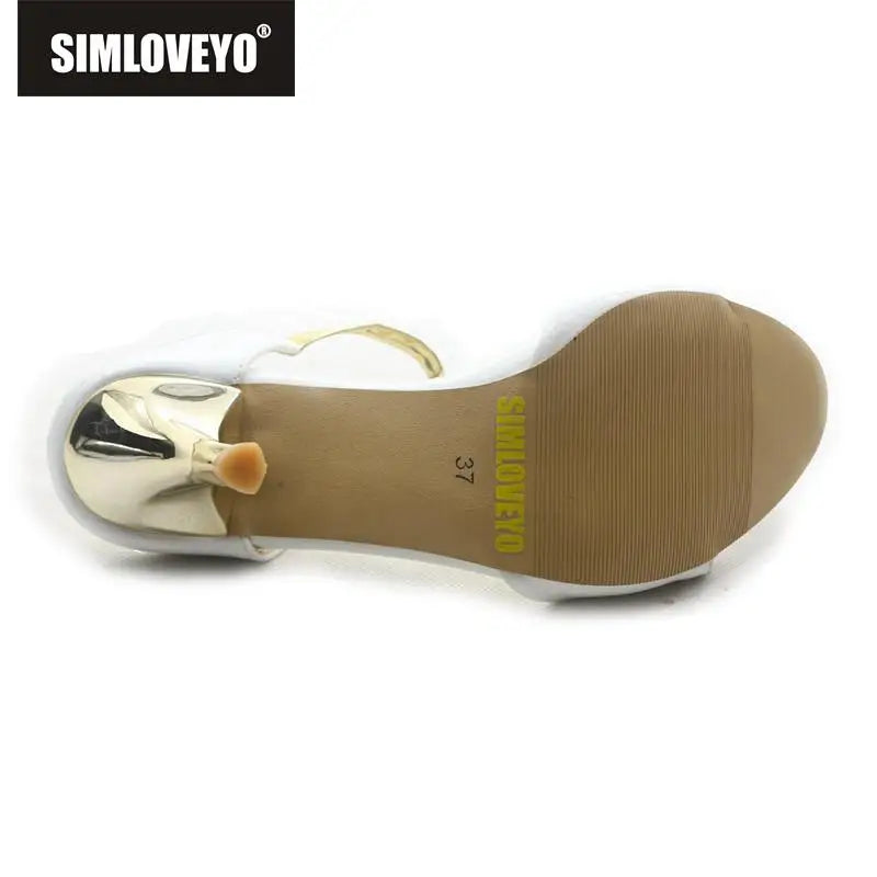 SIMLOVEYO Big size 43 US12 Women Sandals Sexy High Heels Flops Gladiator Open Toe Platform Summer Sandals White Blue Black Red