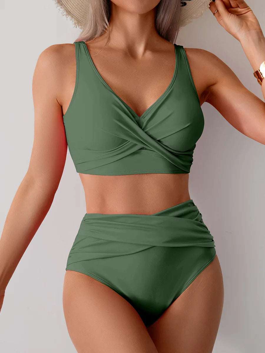 2025 girl Women's Clothing Swimwears European American new bikini sexy split swimsuit high waist swimsuit set bikini Bikinis Set