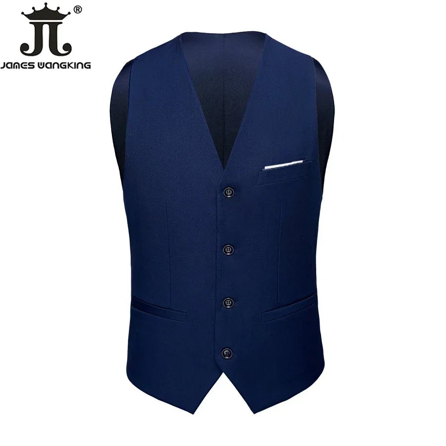 M-6XL Luxurious Fashion High-end Solid Color Men's Official Business Casual Suit Vest Groom Wedding Dress Party Male Waist Coat