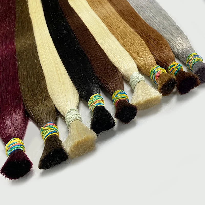 Human Hair Bulk No Weft Vietnamese Hair Virgin Remy Straight Hair Bulk 12-30inch 100g 100%  99j Real Natural Hair Extension Grey