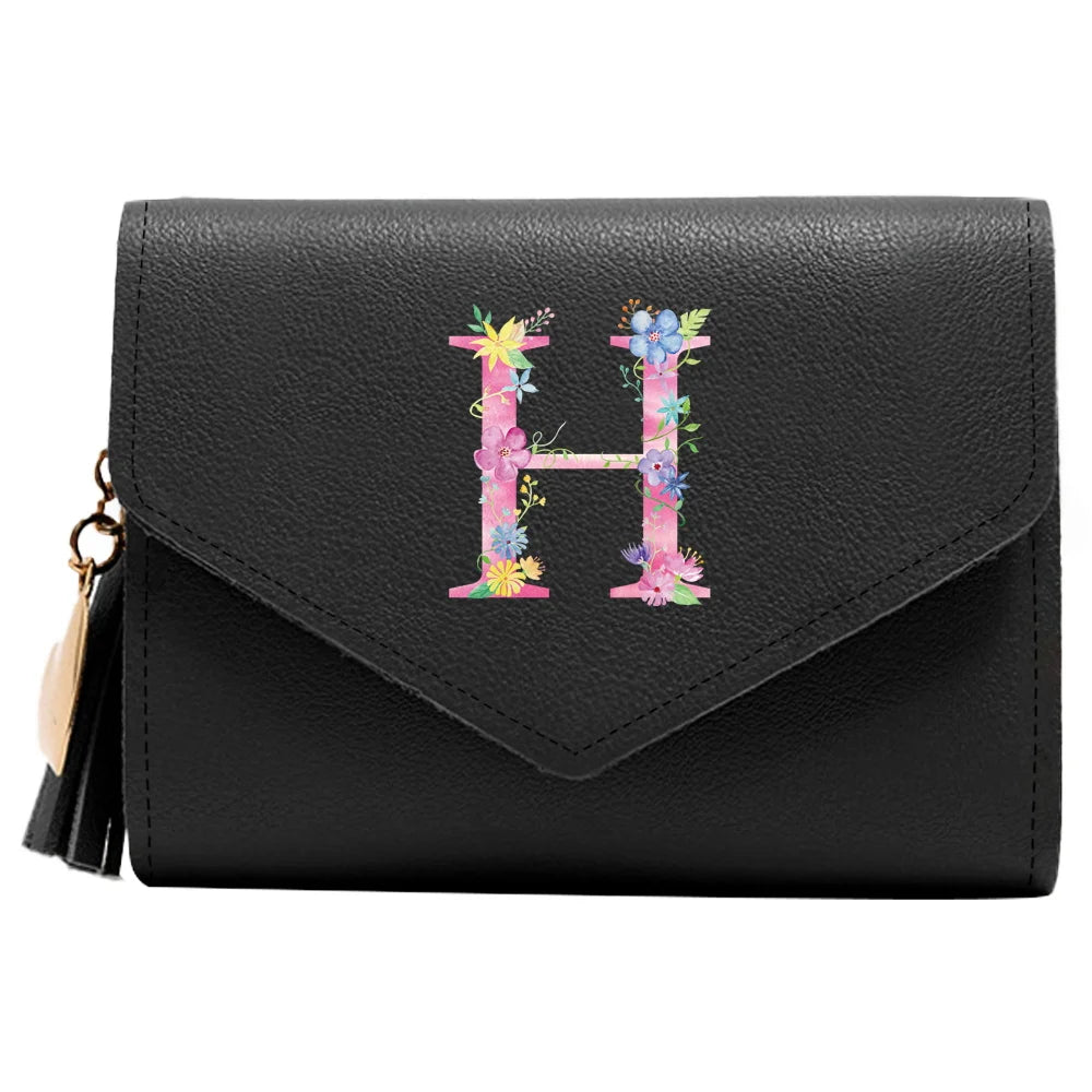 Purse Female Mini Wallet Cute Purse Pink Letter Pattern Slim Wallet RFID Blocking Credit Card Holder Coin Pocket ID Window