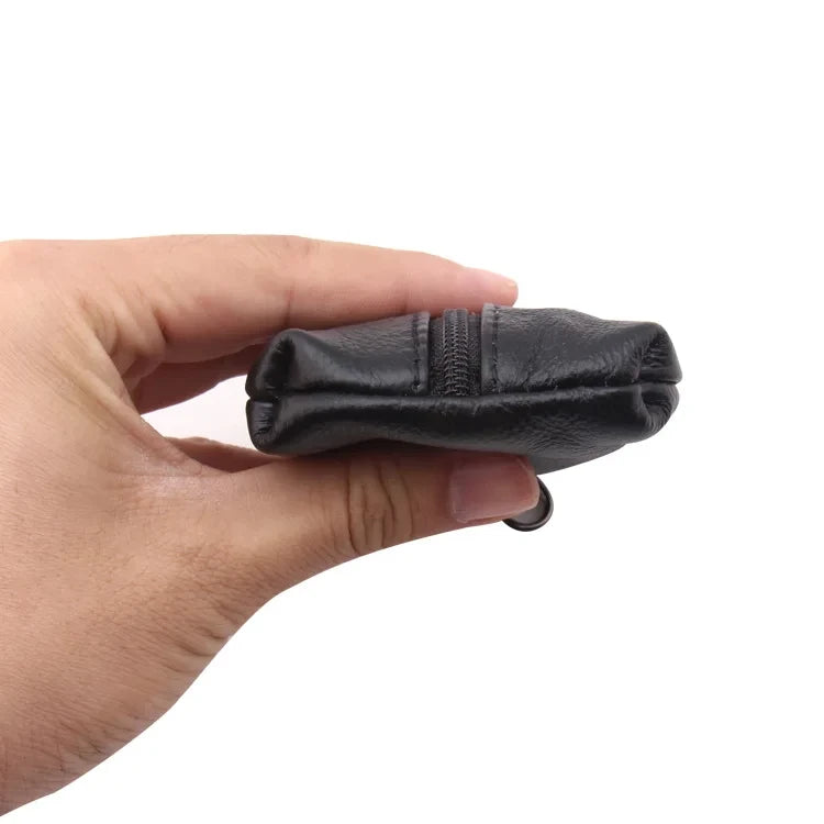 Soft  Genuine Cow Leather Housekeeper Small Round Columnar Key Holder Car Key Wallet Coin Pouch Purse key bag