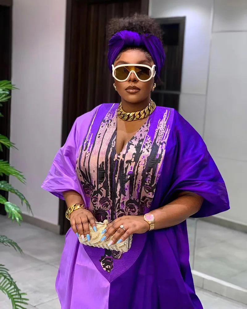African Ethnic Style Long Dresses for Women 2026 Traditional Printed Patchwork Muslim Abayas Hijab Females Loose Robe Plus Size