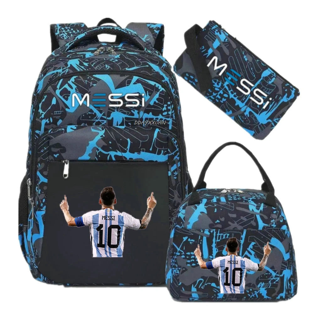 Messi Backpack Teenage Girl Boys Laptop Knapsack Student Backpacks Solid Color Female Male Multi-pocket School Bags Travel Bag