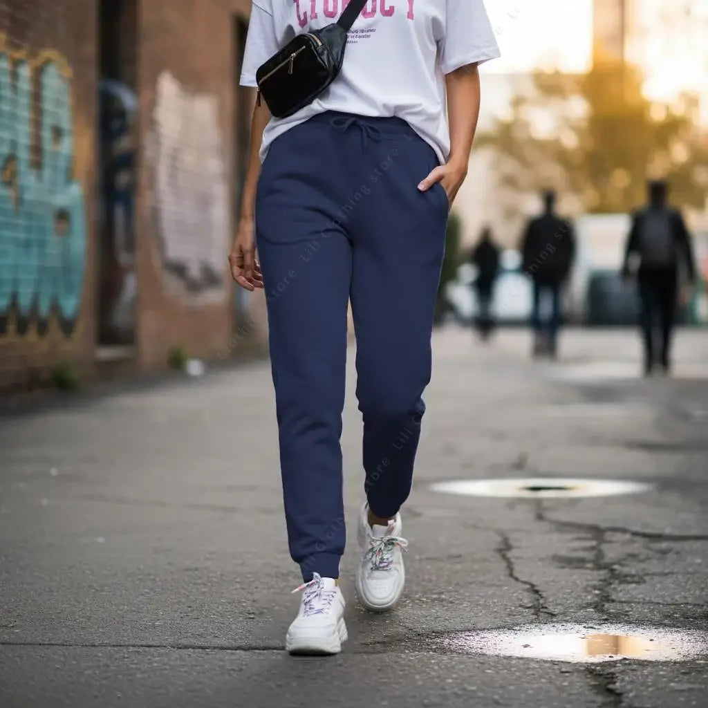 Blank Pants Women Joggers Jogging Pants Fleece Trousers Casual Fashion Spring Autumn Sweatpants Woman Clothing Essential Basics