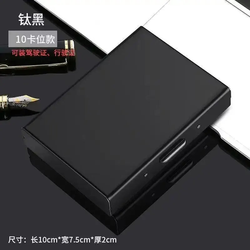10 Slots Stainless Credit Card Holder Men Slim Anti RFID Travel ID Cardholder Debit Box Women Wallet Metal Case Porte Carte