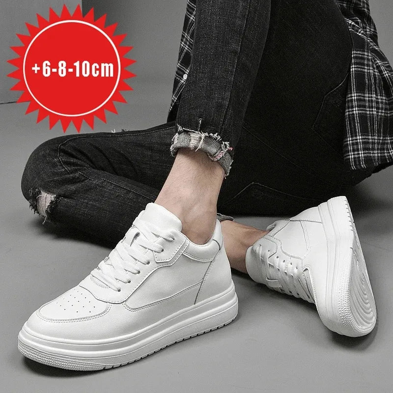 6 8 10cm Height Increasing Men Shoes High Quality Casual Leather Shoes Lace Up Platform Vulcanized Shoes Luxury Sneakers for Men