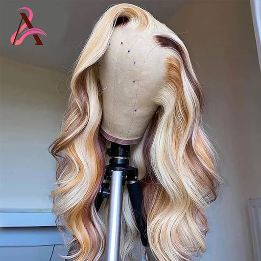 HD Body Wave 4/613 Blonde Ombre Lace Front Human Hair Wigs Remy Vietnamese 34 36 Inch Colored 13x4 Lace Frontal Wigs Pre Plucked