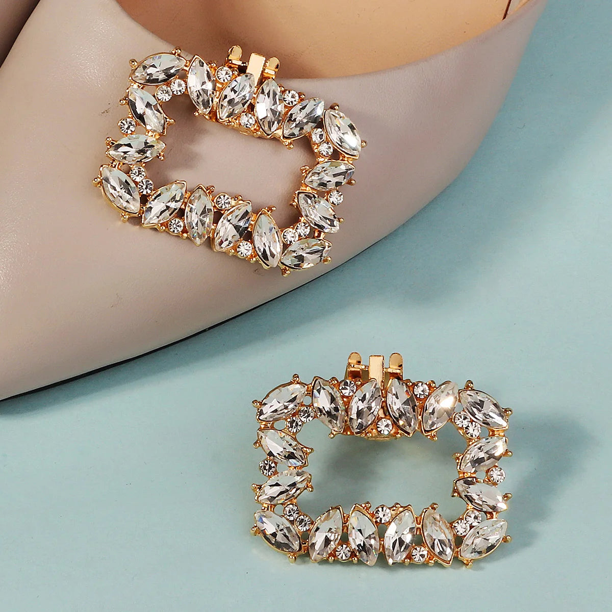 New Square Simple Women's Shoe Buckle Wedding High Heels Shoe Clip Bridal Gown Accessories Daily wear jewelry Holiday Gifts
