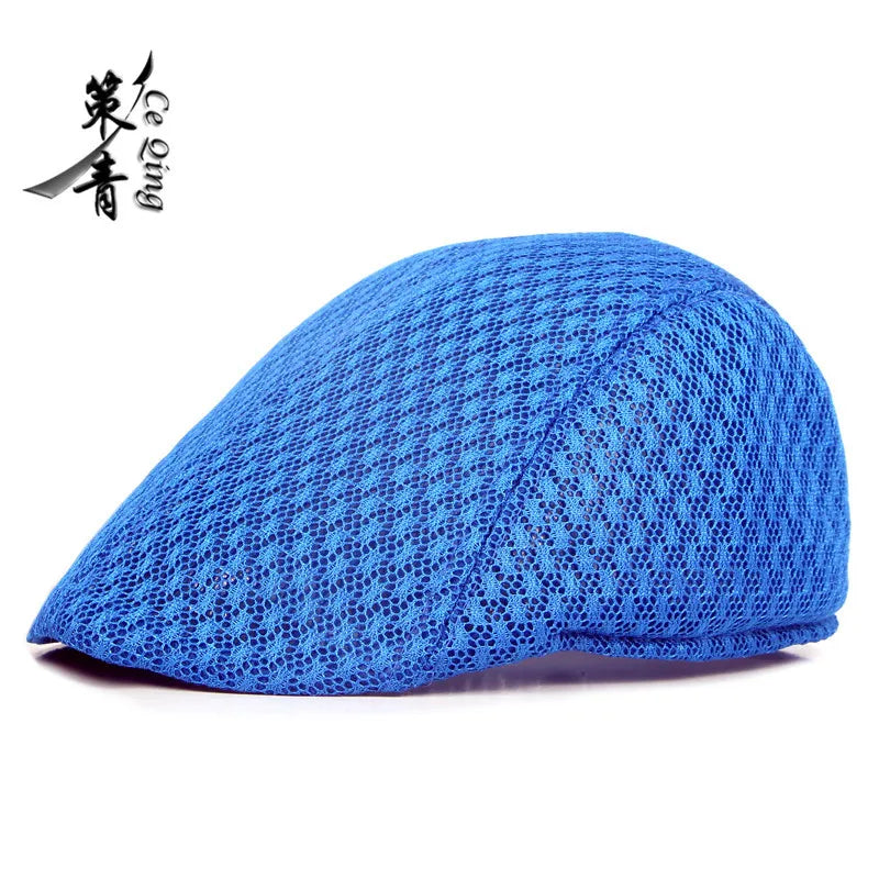 Big Head 58-61cm Summer Men Newsboy Breathable Cap Mesh Cabbie Golf Driving Sun Flat Beret Hats Caps Visors BAZAARHUBO