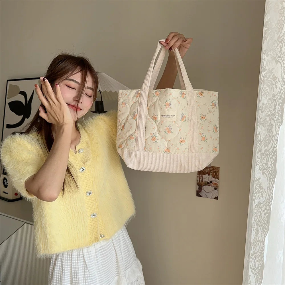 Sweet Floral Women's Bento Handbags Retro Patchwork Ladies Tote Shoulder Bags Retro Flower Female Storage Shopper Bag Purse