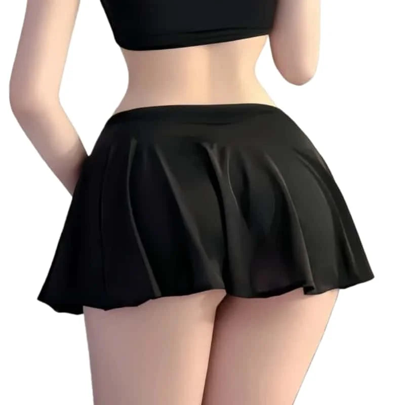 Fashion Korean Style Mini Skirt Girls Womens See Through High Waist Black A Line Short Pleated Skirts Christmas Street Club Wear