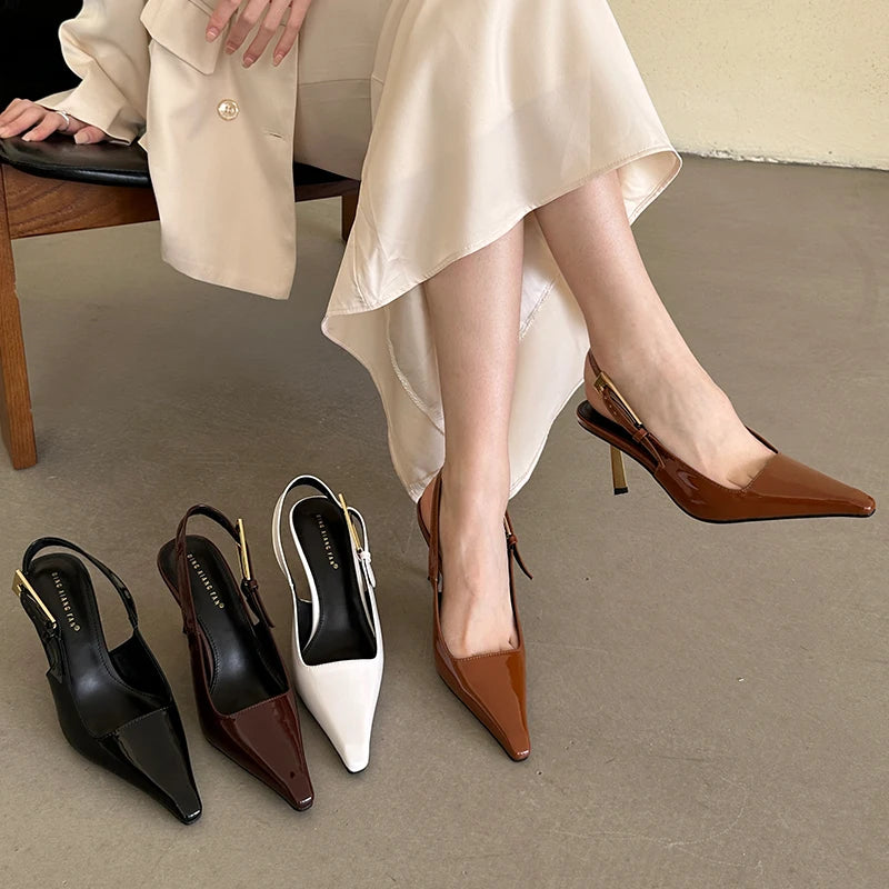 Women Shoes Pumps Sandals Spring Fashion Pointed Toe Slingbacks Female Footwear Summer Ladies Shallow Shoes High Heels