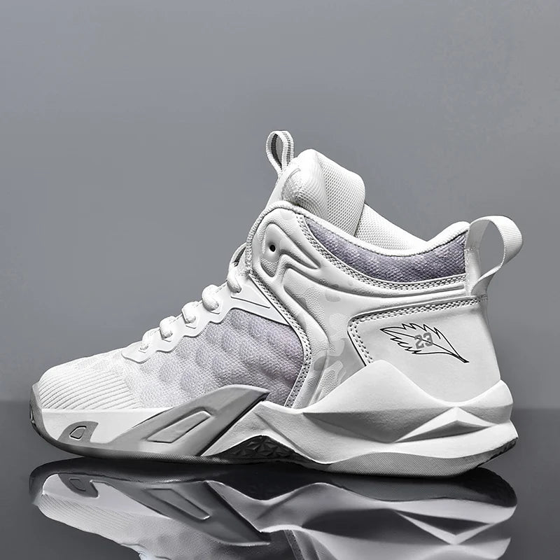 Basketball Shoes, Men's Outdoor Sports Shoes, Men's Shock-Absorbing High-Top Student Practical Shoes, Mesh Breathable Casual Shoes