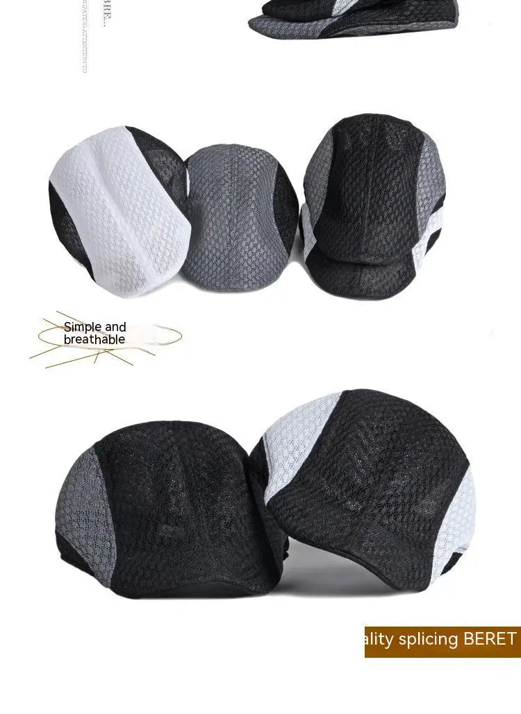 Big Head 58-61cm Summer Men Newsboy Breathable Cap Mesh Cabbie Golf Driving Sun Flat Beret Hats Caps Visors BAZAARHUBO