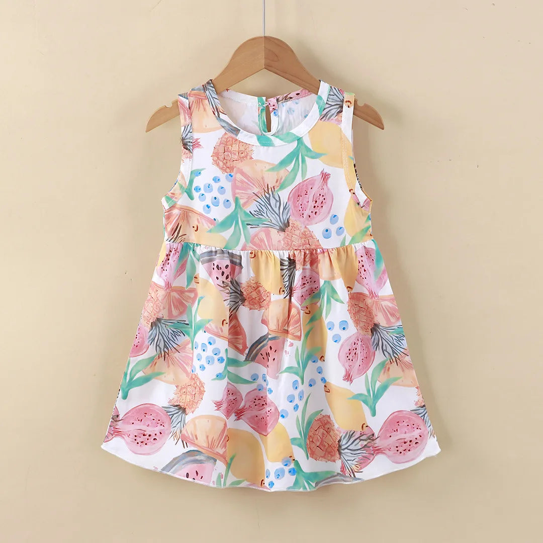 Girl Dress Summer Kids Clothes Girls Children Printed Beach Dresses Sleeveless Princess Party Outfit Children's Casual Clothing
