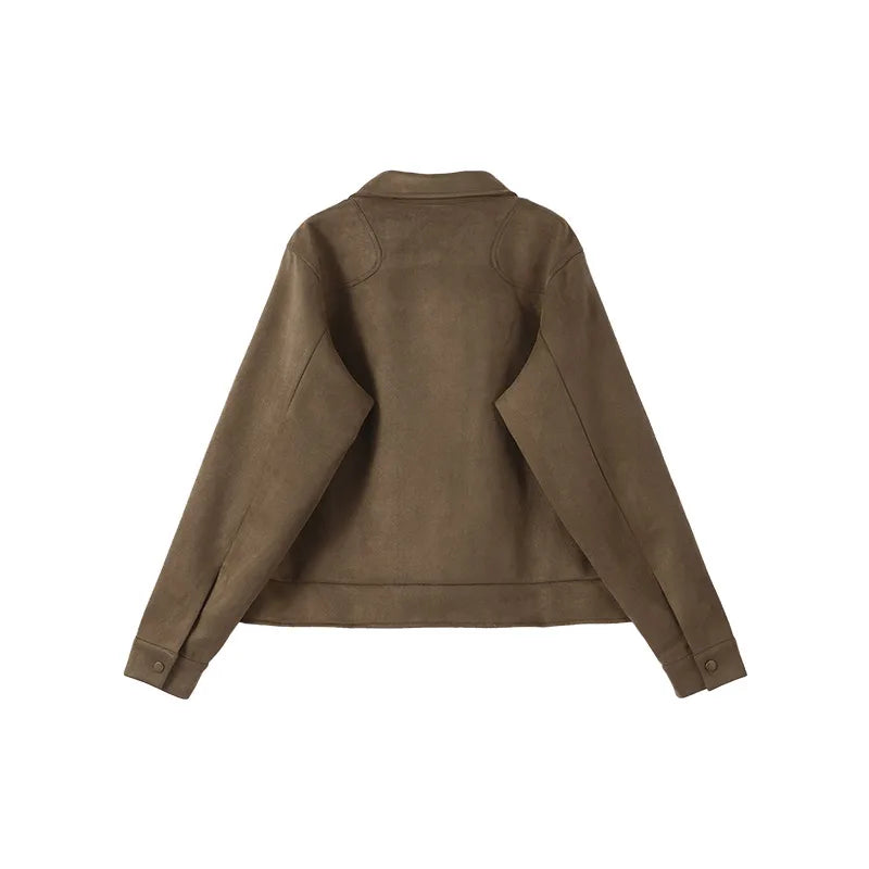 Elegant Metal Button Gender's Coat Fashion Slim Lapel Asymmetry Full Sleeves Couple Short Coat 2026 Spring Chic Streetwear