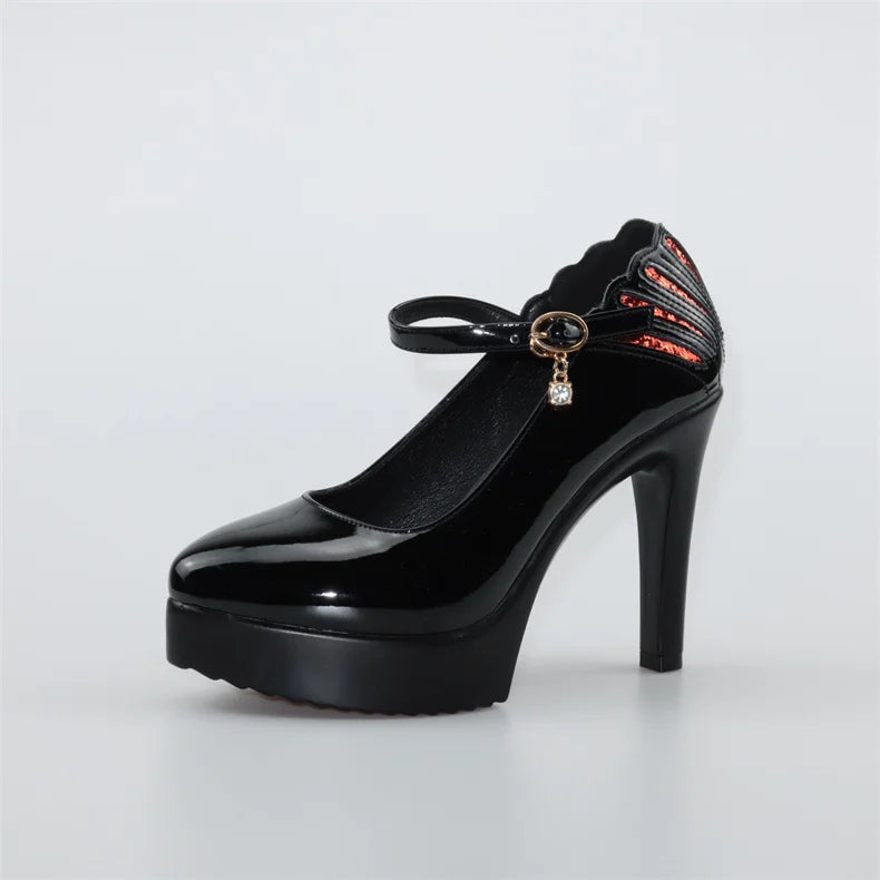 11cm Small Size 32-43 White Wedding Shoes Patent Leather Platform Pumps 2026 Formal Thin High Heels Shoes Model Office Party