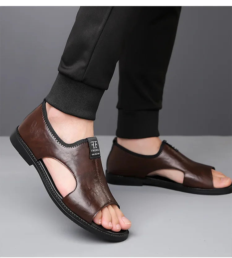 Brand Men's Sandals New Casual Shoes High Quality Soft Sole Men Slippers Outdoor Comfor Beach Shoes Leather Flat Sandals for Men