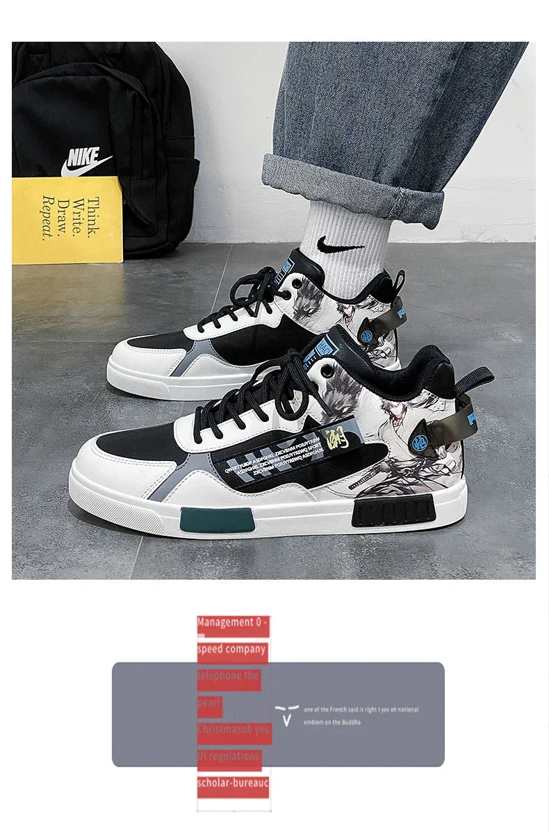 Men Running Shoes High Top Anime Shoes Comfortable Casual Sneakers Men Skateboard Big Size Tenis Masculino Footwear Male