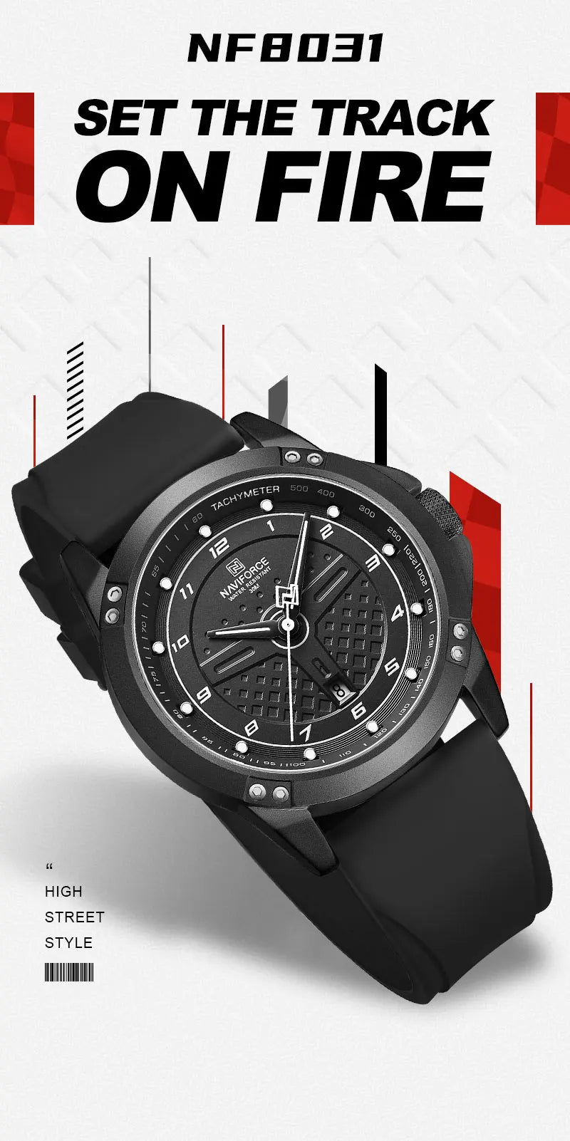 NAVIFORCE Trend Quartz Wristwatch Fashion Waterproof Men's Watches Sport Silicone Strap Male Luminous Clock Relogio Masculino