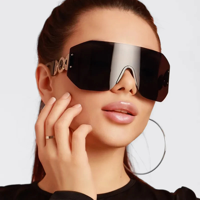 New Y2k Trendy Cycling Sports Sunglasses With Stylish Hollow Temple Frameless One-piece Glasses 353 BAZAARHUBO