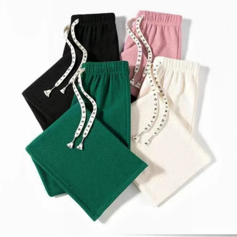 Knitted Spring Preppy Style Sailor Neck Women's Knitted Cardigan Elastic Wide Leg Pants Long Sleeve Korean Sportswear Set