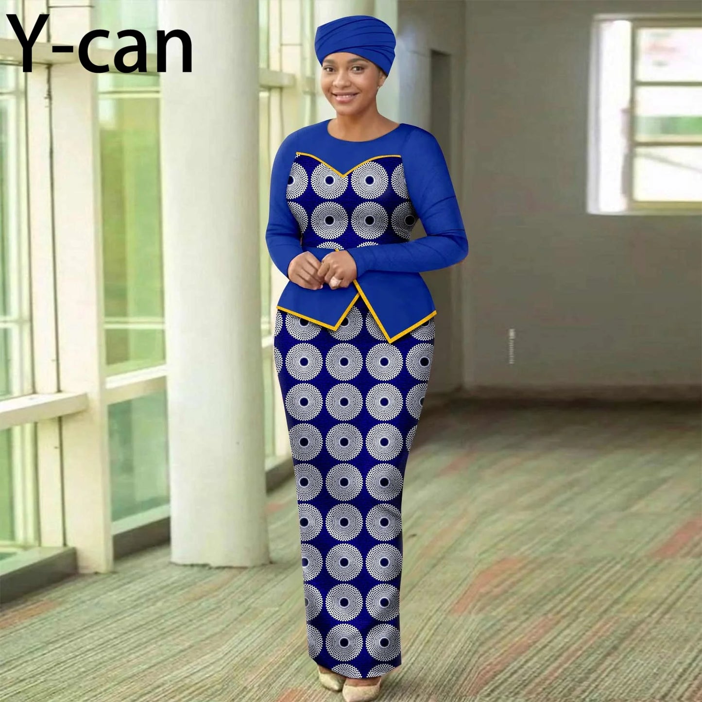 African Dresses for Women Elegant Patchwork Women Gown with Headscarf  Wedding Party African Style Ankara Print 2525050