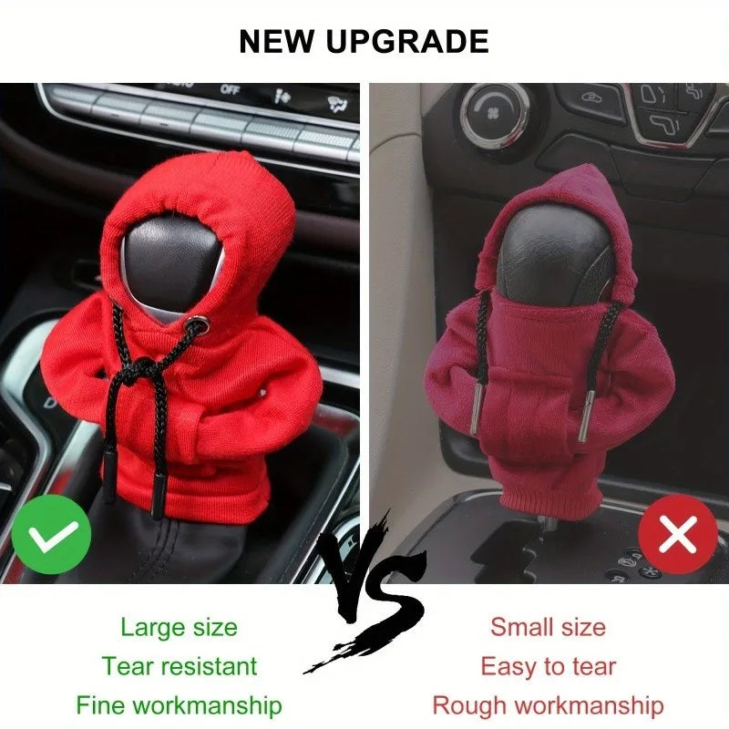 Hoodie Creative Car Handle Gear Shift Knob Lever Cover Fashion Cute Car Gear Sweatshirt Change Lever Cover Interior Accessories