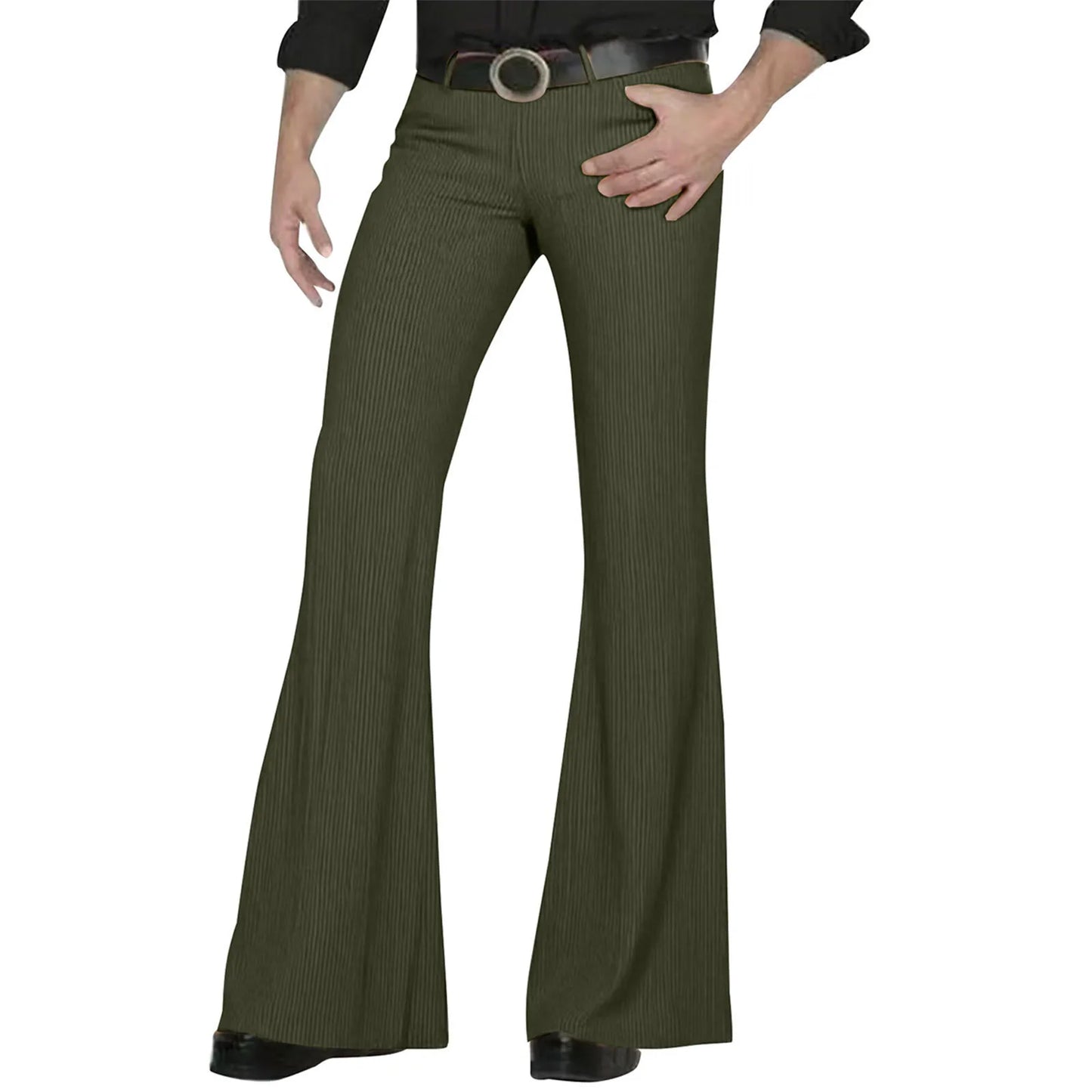Men's fashion Retro Disco Flared Pants Loose Stretch Vintage Trousers Fit Flared Comfortable Retro Stretch Twill Men's Trousers