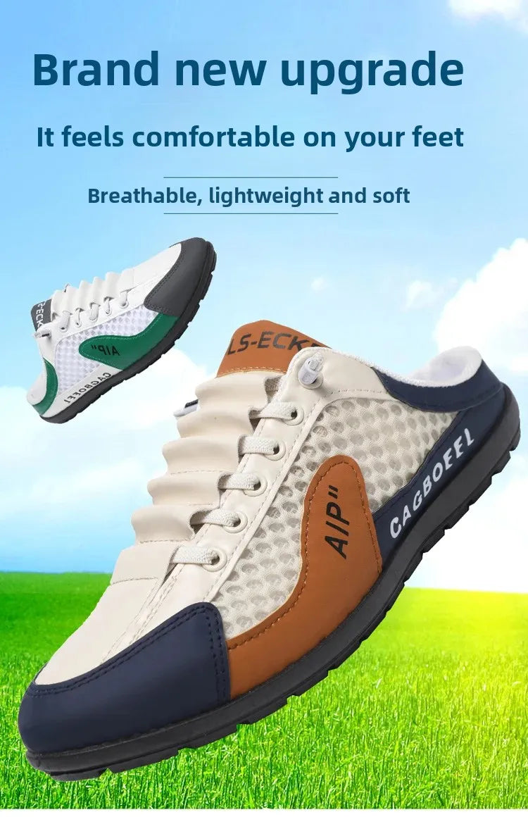 Men's Summer New Large Size Comfortable Half Support Fashionable Korean Style Breathable Popular Casual Shoes Mesh Lining