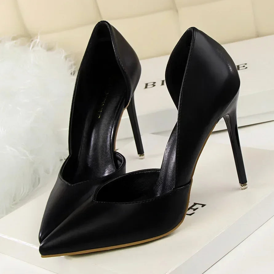 Summer Women Office Work 10.5cm High Heels Nightclub Leather Pumps Lady Fashion Concise Yellow Red Shoes Party Stiletto Heels