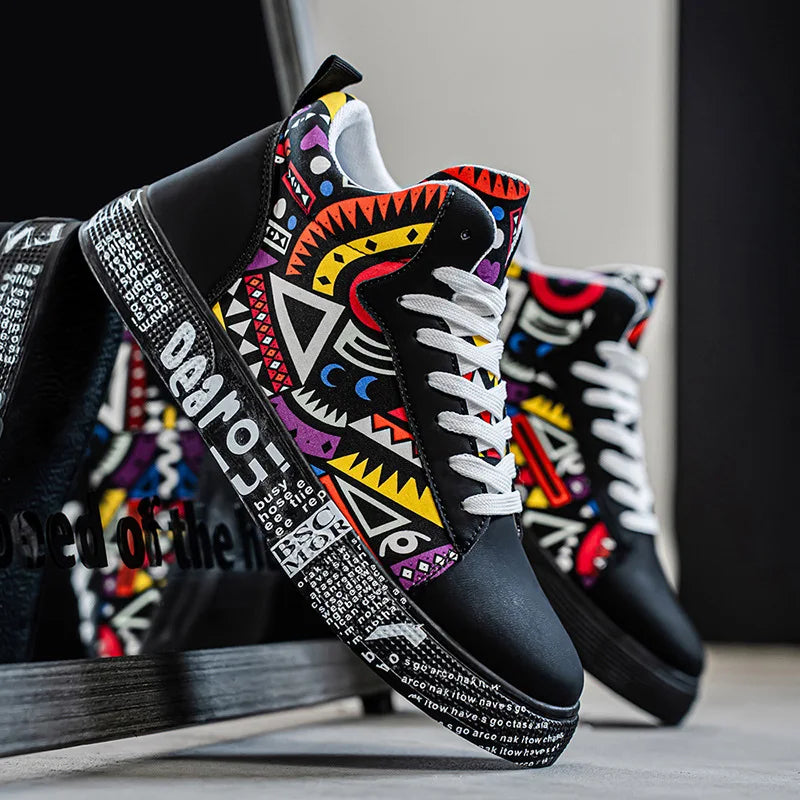Mens Casual Sport Shoes 2026 Autumn Fashion Comfort Non Slip Casual Sneakers Platform Outdoor Running Shoes Graffiti Board Shoes