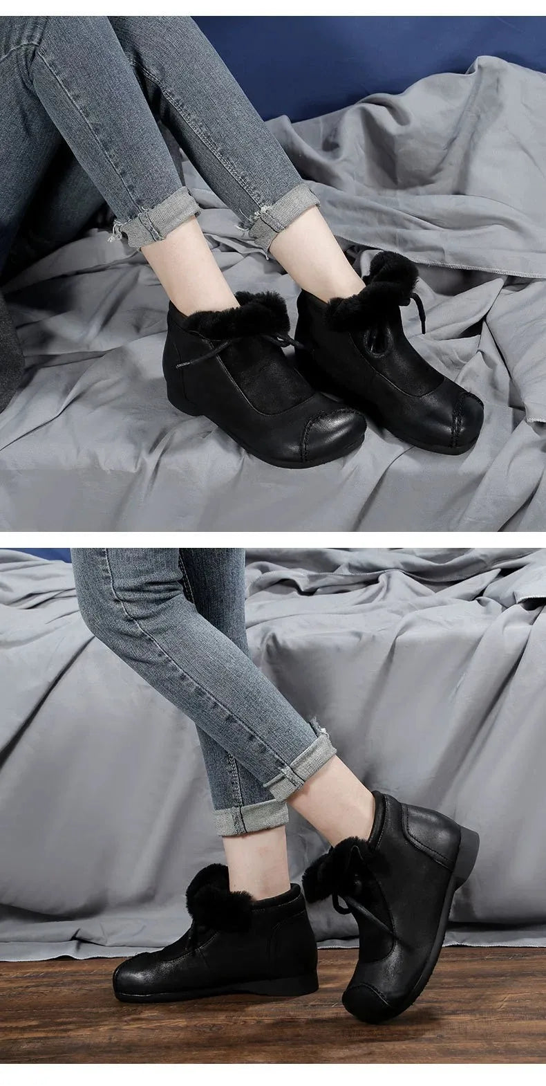 Careaymade-Genuine leather women's boots Fashion retro warm Oversized shoes cow leather Pure handmade ankle boots Casual boots
