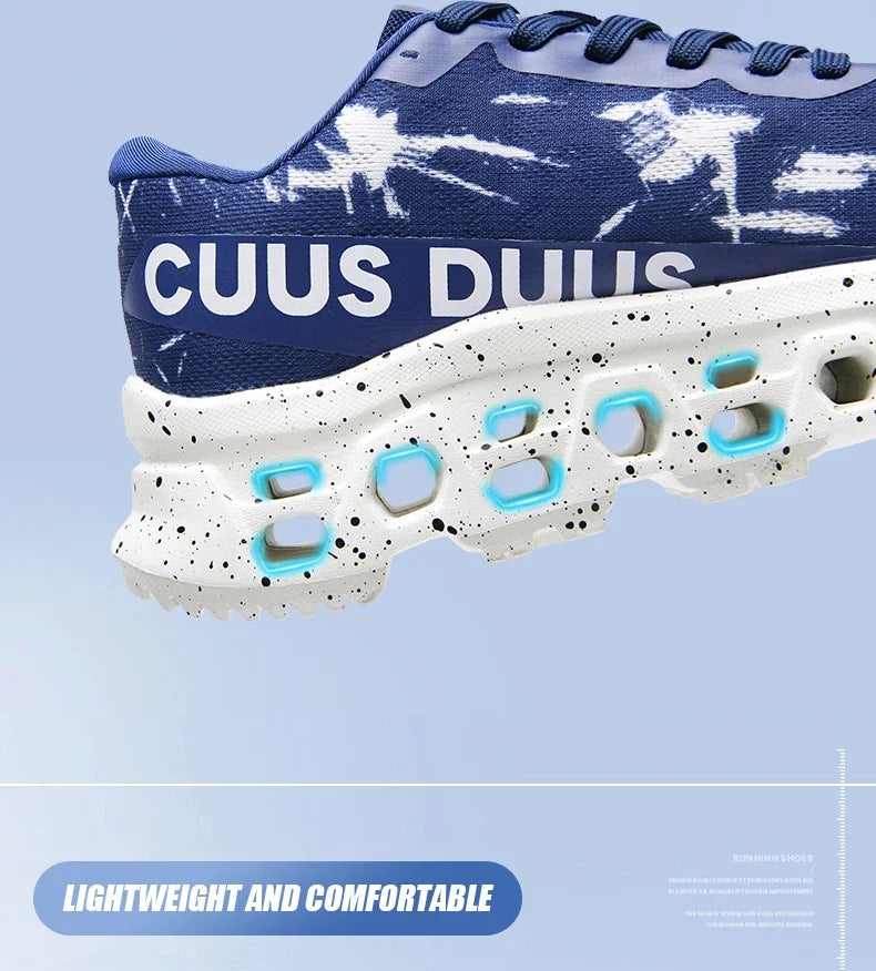 Running Shoes for Men Women Hollow Perforated Cushion Shock Absorbing Outdoor Hiking Sneakers Casual Chunky Walking Trainers