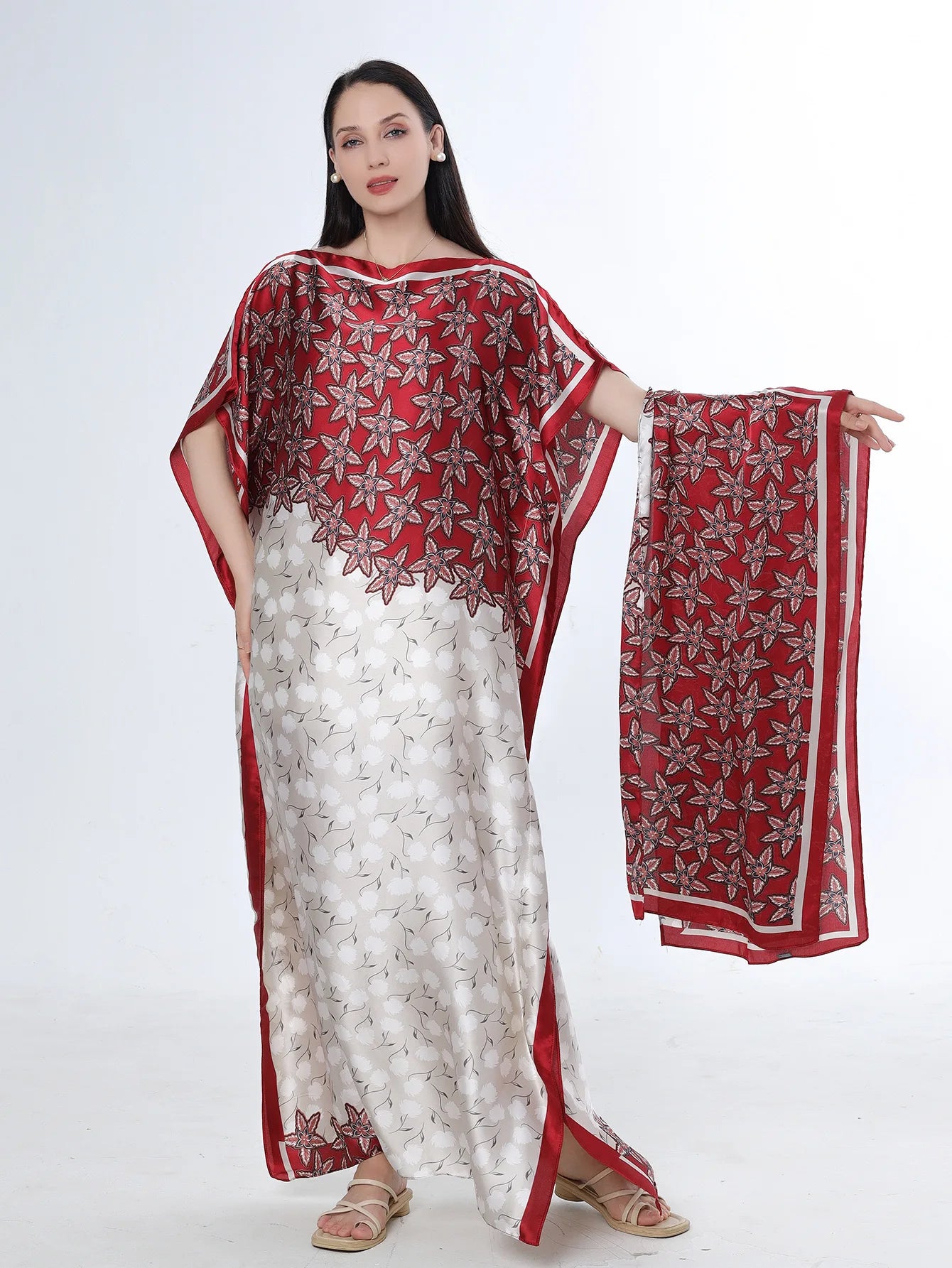Summer New Fashion African Dresses For Women Elegant Printed Silk Muslim Lady Long Hijab Kaftan Dress Oversize Kuwait Abaya