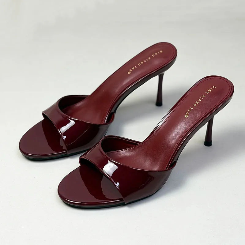 Luxury Footwear Slip On Women Stiletto Heels Shoes New Fashion Round Toe Ladies High Heels Pumps Shoes Female Slides