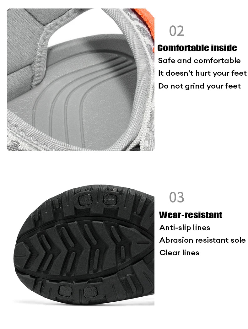 Men's Sport Sandals, Open Toe Water Sandals Waterproof Lightweight Casual Athletic Sandals for Outdoor Beach Travel Summer 40-45