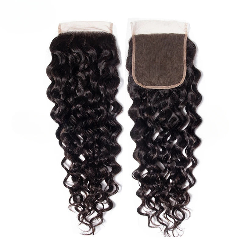 20 Inch Straight Body Wave Deep Curly 4x4 Transparent Lace Closure Pre-Plucked Raw Indian Hair Natural Color 150% Density
