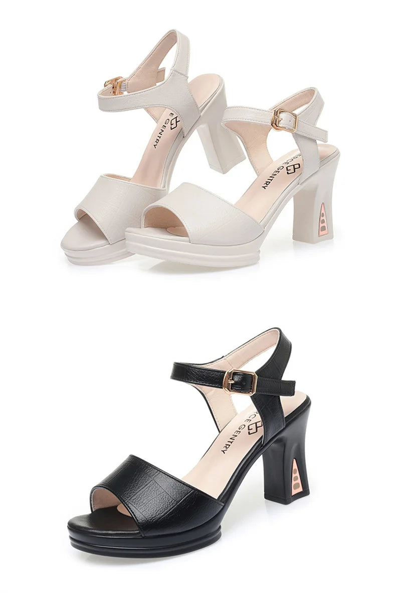 New Size 34-40  Summer Women Fashion Fish Mouth Platform High Heels Buckle Soft Bottom Sandals Waterproof Platform  Office Model