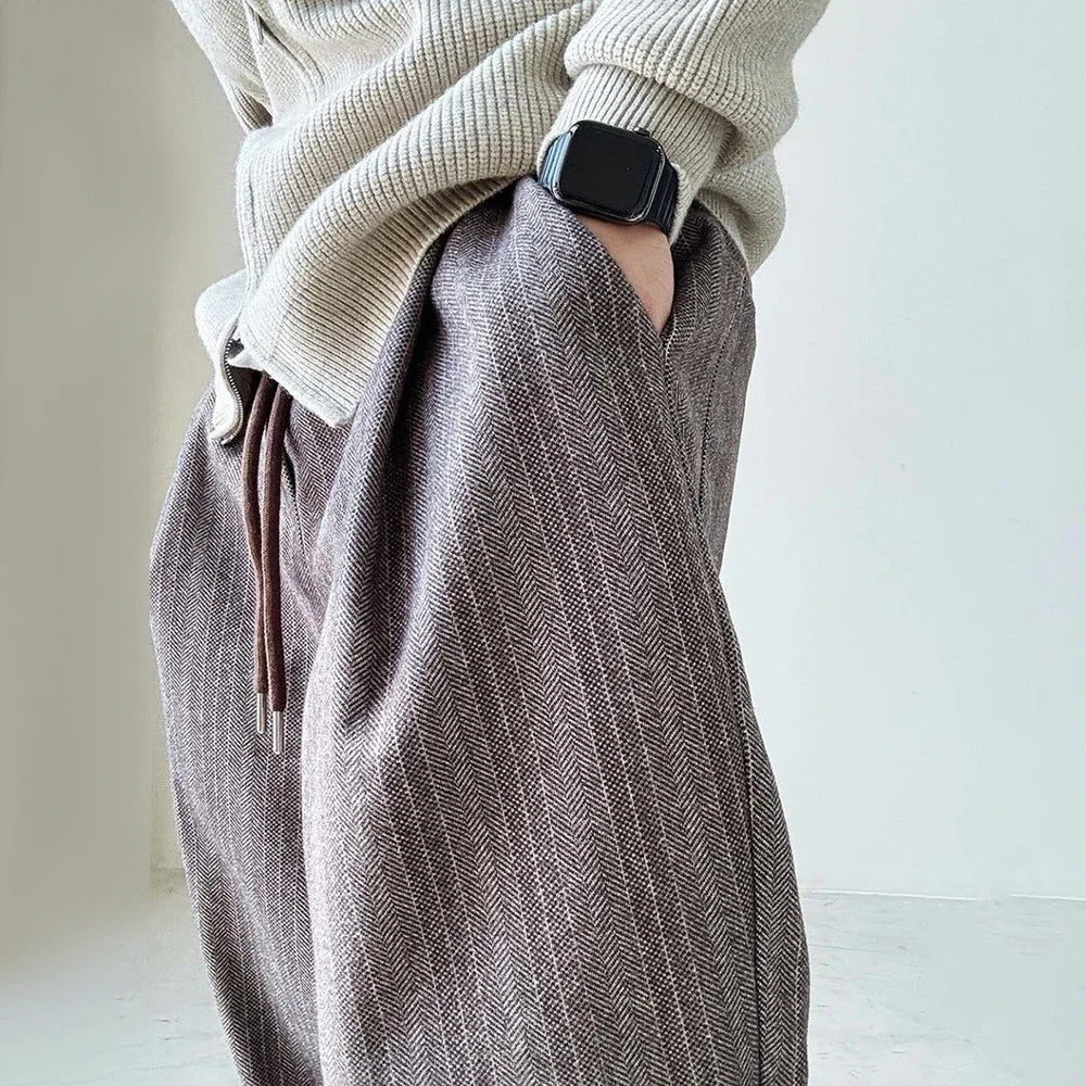 Mens Pants Casual Acrylic Pants Autumn Streetwear Fashion Personality Versatile Trend Comfort Wide-Leg Pants Men'S Clothing