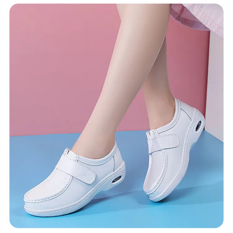 STRONGSHEN Women Platform Wedges Casual White Shoes Soft Nurse Work Shoes Hollow Out Breathable Comfort Non-slip Nursing Shoes