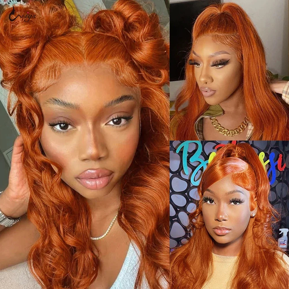 Ginger Orange 13x6 HD Lace Front Wigs Human Hair Body Wave 13x4 Human Hair Lace Frontal Wigs Transparent Lace Wig Woman Glueless