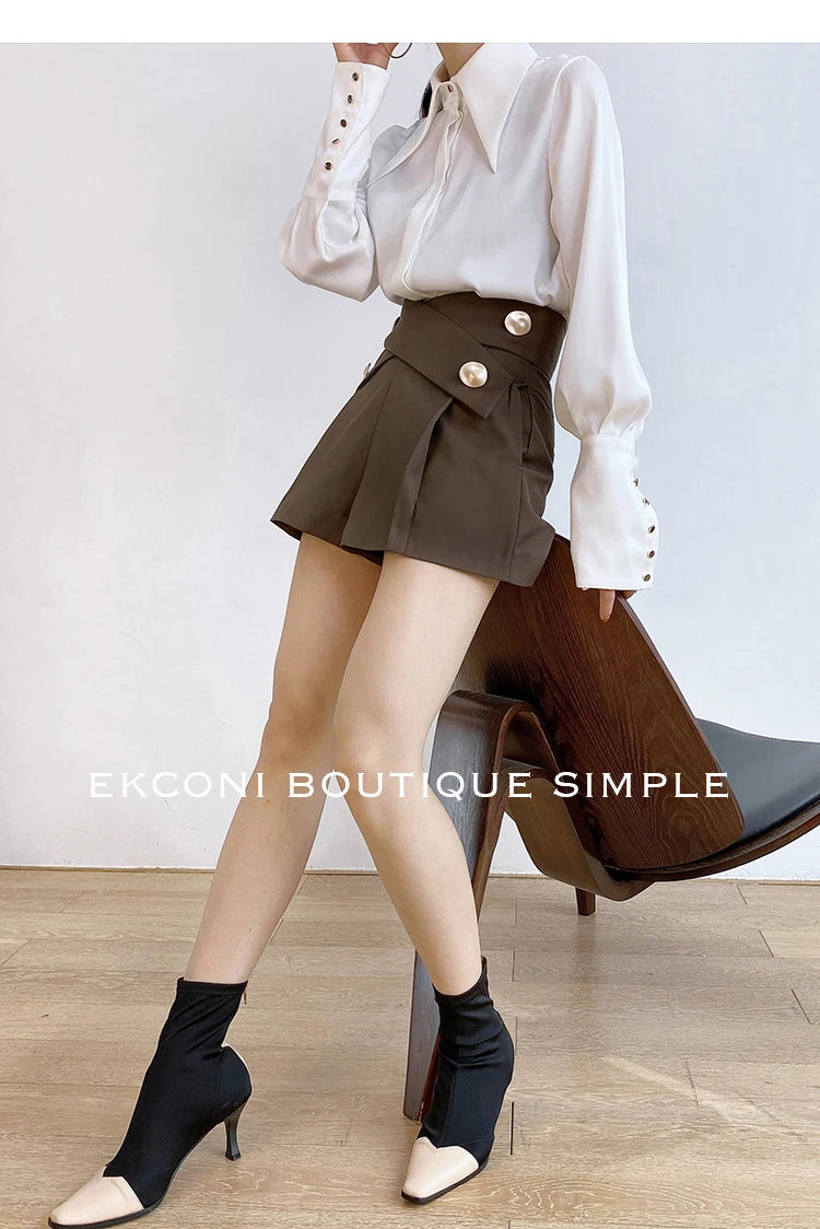 Stylish Elegant Turn Down Collar White Long Sleeve Satin Shirts Fashion Woman Vintage Blouse 2024 Office Lady Tops Blusas 16946