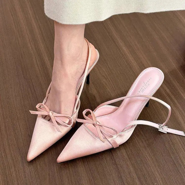 Pointy single-shoe women 2026 new spring stiletto sandals French with skirt temperament pink high heels  kawaii shoes