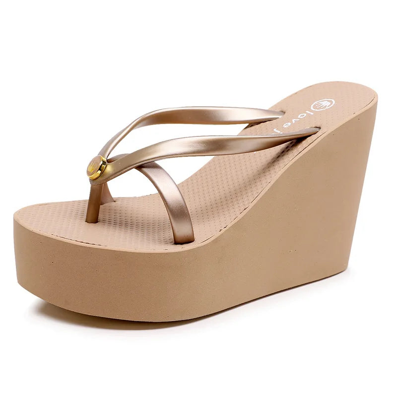 Sexy Slippers for Women in Summer High Slope Heel Shoes 11cm Thick Bottom Non-slip Women's Sandals Beach Slippers Wedge Sandals