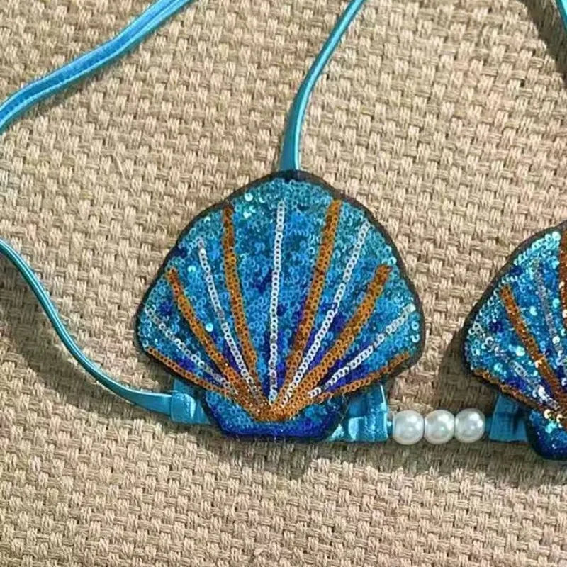 Sexy Shiny MermaidShell Bikini Swimsuit Hot Sale Of The Season New Swimwear Elegant Luminous Design Attractive Female Underwe
